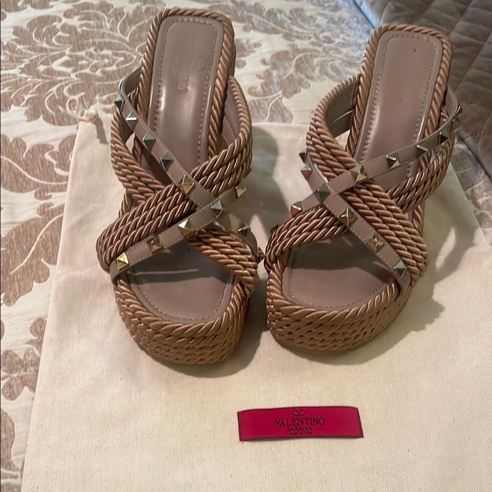 Valentino Women's Tan Woven Sandals